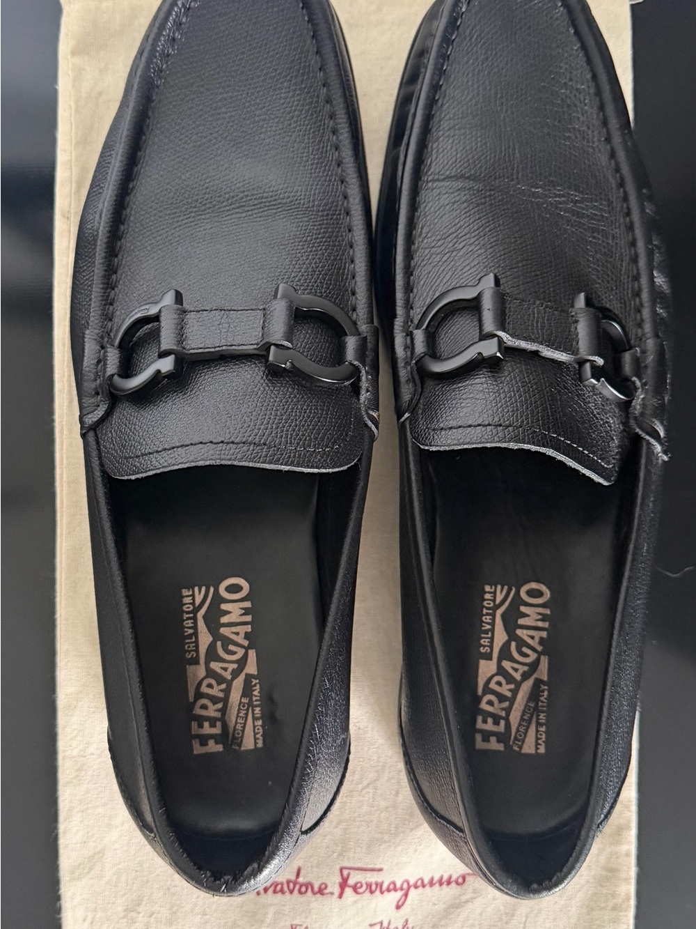 Salvatore Ferragamo Black Leather Bit-Detail Loafers